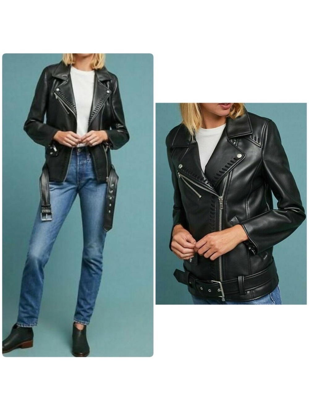 Anthropologie Moto Black Jacket vegan leather NWT